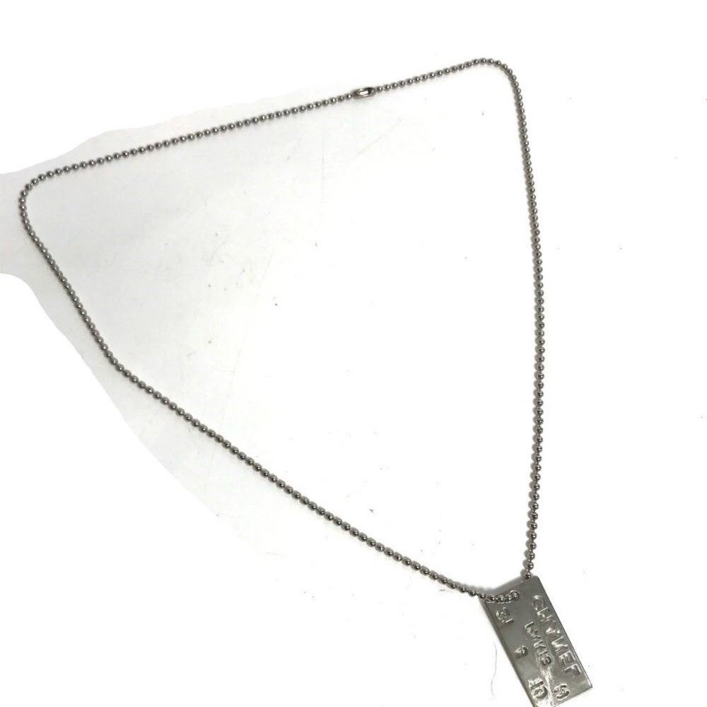 Chanel Silver Rectangular Pendant Necklace - image 4